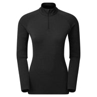 Dart Zip Neck - Women by Montane in black, all-season technical baselayer with recycled fabric, warmth, breathability, and moisture wicking