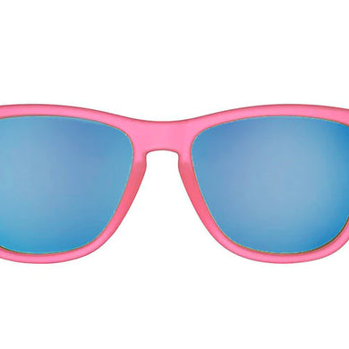Flamingos On A Booze Cruise by Goodr in pink with teal lenses, lightweight running glasses best for outdoor runs and travel