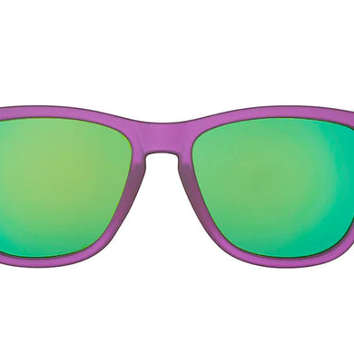 Gardening With A Kraken by Goodr in purple frame with green lenses, lightweight glasses inspired by a teal-eyed Kraken, ideal for outdoor use
