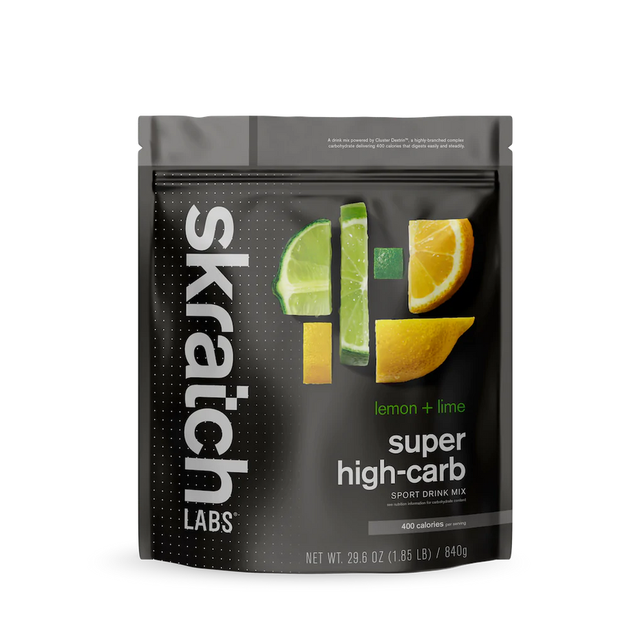 Super High-Carb Sport Drink Mix lemon lime by Skratch Labs, high-calorie carb drink mix for endurance athletes needing extra fuel