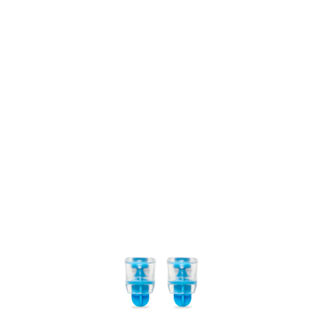 Reservoir Bite Valve Sheath 2-Pack by Hydrapak in clear and blue durable silicone, soft bite replacement for hydration systems and chewers
