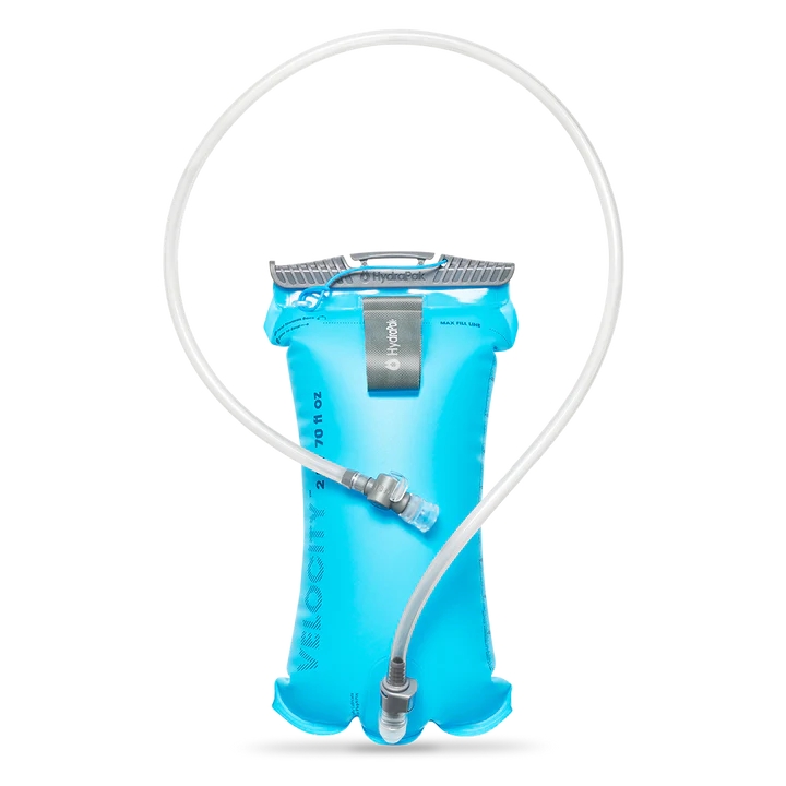 Velocity Reservoir by Hydrapak in blue, lightweight 1.5L hydration reservoir with ergonomic slide-seal top, ideal for running and outdoor use