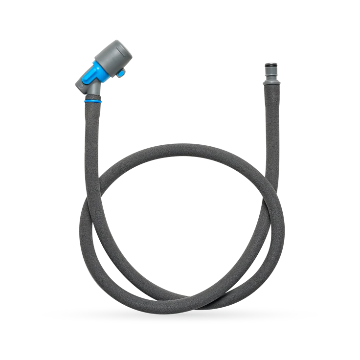 Hydrafusion Tube by Hydrapak in black and blue, lightweight insulated hydration tube designed for durable outdoor use and hydration management