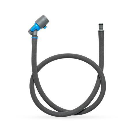 Hydrafusion Tube by Hydrapak in black and blue, lightweight insulated hydration tube designed for durable outdoor use and hydration management