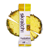 Sport Hydration Drink Mix by Skratch Labs in pineapple flavor, electrolyte replacement for energy during workouts, USA-based nutrition