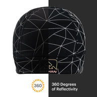 HyperNight Reflective Beanie by Nathan in black with reflective lines, lightweight stretch fabric for running and night visibility