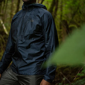 Helium Rain Jacket - Men by Outdoor Research in dark blue, lightweight, waterproof, durable jacket ideal for outdoor protection and running
