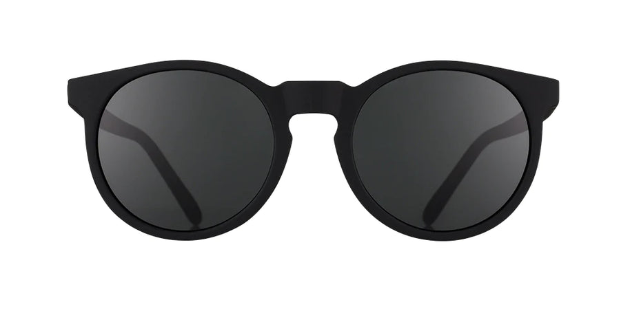 It's Not Black, It's Obsidian by Goodr, obsidian black glasses with volcanic rock-inspired design, lightweight and durable for outdoor use