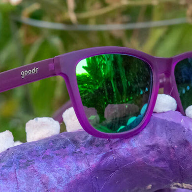 Gardening With A Kraken by Goodr in purple with teal lenses, lightweight glasses inspired by Kraken tentacles for comfortable everyday wear