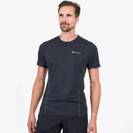 Dart T-Shirt - Men by Montane in dark navy with recycled APEX ECO fabric, technical short sleeve for all-season warmth and breathability