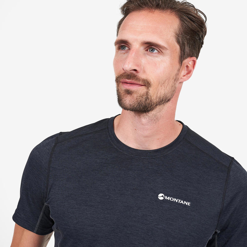 Dart T-Shirt - Men by Montane in dark blue, recycled APEX ECO fabric, breathable and moisture-wicking for all-mountain use