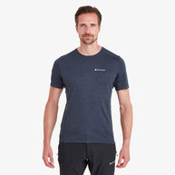 Dart T-Shirt - Men by Montane in dark blue, recycled fabric with warmth, breathability, wicking for all-season mountain use