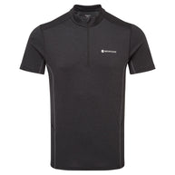 Dart Zip T-Shirt - Men by Montane in dark grey, technical baselayer with recycled fabric, warmth, breathability, and wicking for all-season use