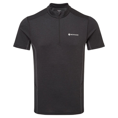 Dart Zip T-Shirt - Men by Montane in dark grey, technical baselayer with recycled fabric, warmth, breathability, and wicking for all-season use