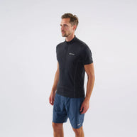 Dart Zip T-Shirt - Men by Montane in black technical baselayer with recycled fabric for warmth, wicking, breathability, all-season use