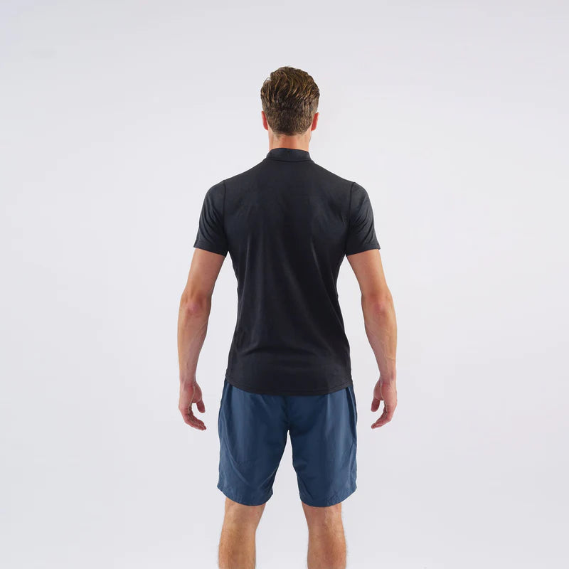Dart Zip T-Shirt - Men by Montane in black, technical baselayer with recycled fabric, warmth, wicking, breathability for all-mountain use
