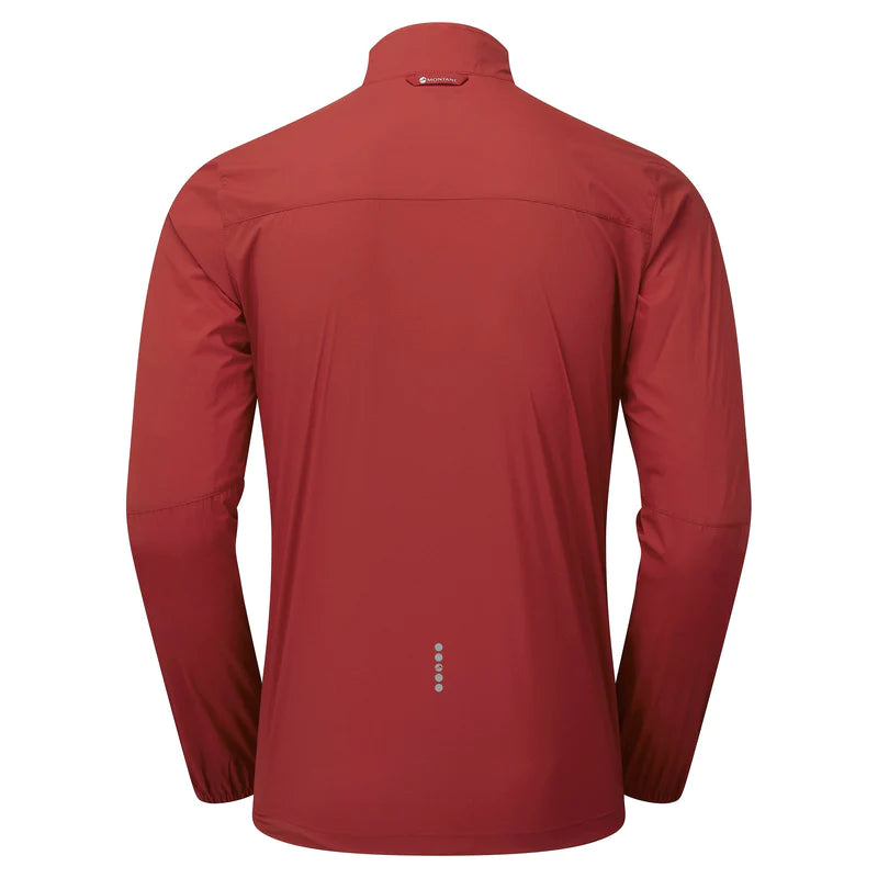 Featherlite Jacket - Men by Montane in red, lightweight breathable windproof jacket for fast-paced mountain running and outdoor use