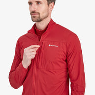 Featherlite Jacket - Men by Montane in red, lightweight windproof breathable jacket ideal for fast mountain days and running outdoors