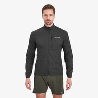 Featherlite Jacket - Men by Montane in black, lightweight windproof and breathable jacket for fast-paced mountain running and outdoor use