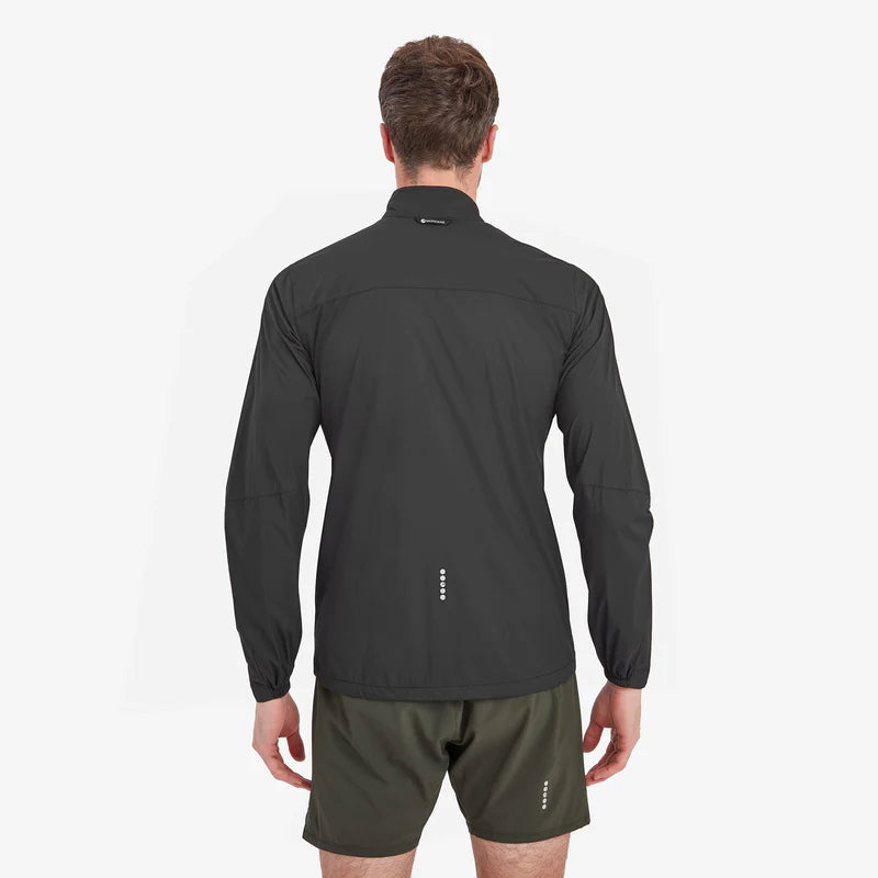 Featherlite Jacket - Men by Montane in black, lightweight windproof breathable jacket ideal for fast-paced mountain running and outdoor use