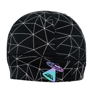 HyperNight Reflective Beanie by Nathan in black with reflective geometric pattern, lightweight stretch fabric for running and cool weather use