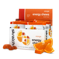 Energy Chews Sport Fuel by Skratch Labs in orange, vegan gluten and dairy free nutrition fuel for running and endurance training