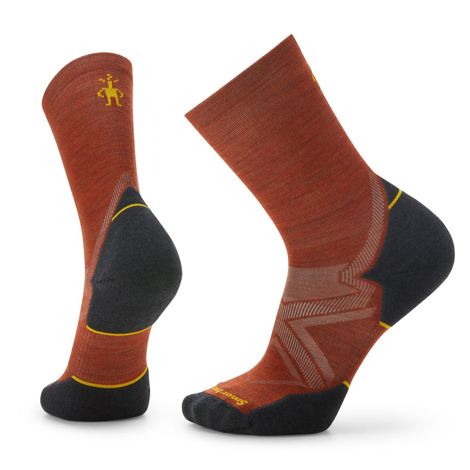 Run Cold Weather Targeted Cushion Crew Socks by SmartWool in rust and charcoal, durable breathable socks for cold weather running.