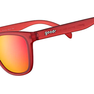 Phoenix At A Bloody Mary Bar by Goodr red sunglasses with rose lenses, lightweight stylish glasses ideal for casual outdoor wear