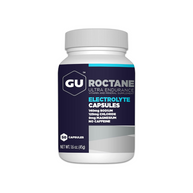 Roctane Electolyte Capsules by GU Energy in white and navy, vitamin and mineral supplement for hydration and endurance in heat