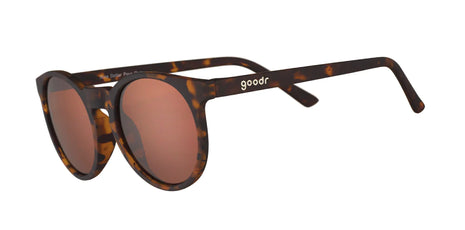 Nine Dollar Pour Over by Goodr in tortoiseshell with brown lenses, lightweight glasses made in USA with stylish durable frame for everyday use