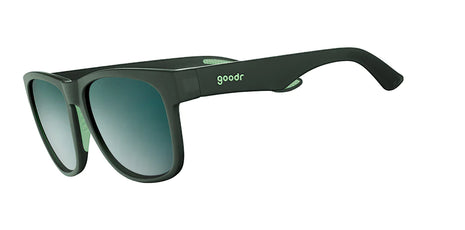 Mint Julep Electroshocks by Goodr in black and mint green lightweight glasses designed for workout rehab and active outdoor use