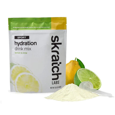 Sport Hydration Drink Mix lemon & lime by Skratch Labs, electrolyte replacement powder for energy and hydration during workouts