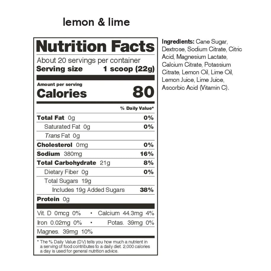 Sport Hydration Drink Mix lemon & lime by Skratch Labs, electrolyte replacement with natural ingredients for hydration and energy during workouts