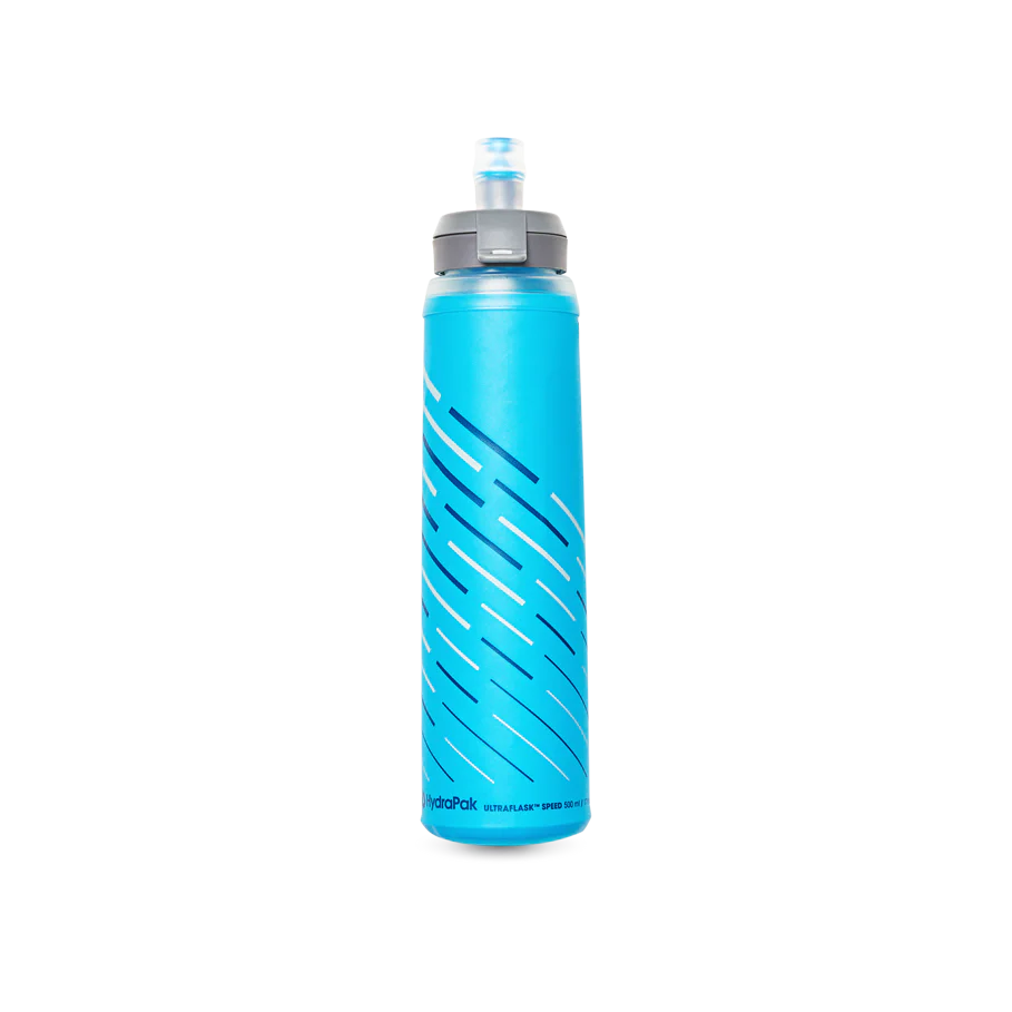 Ultraflask Speed 500 ml by Hydrapak in blue lightweight pliable hydration bottle ideal for running and outdoor use