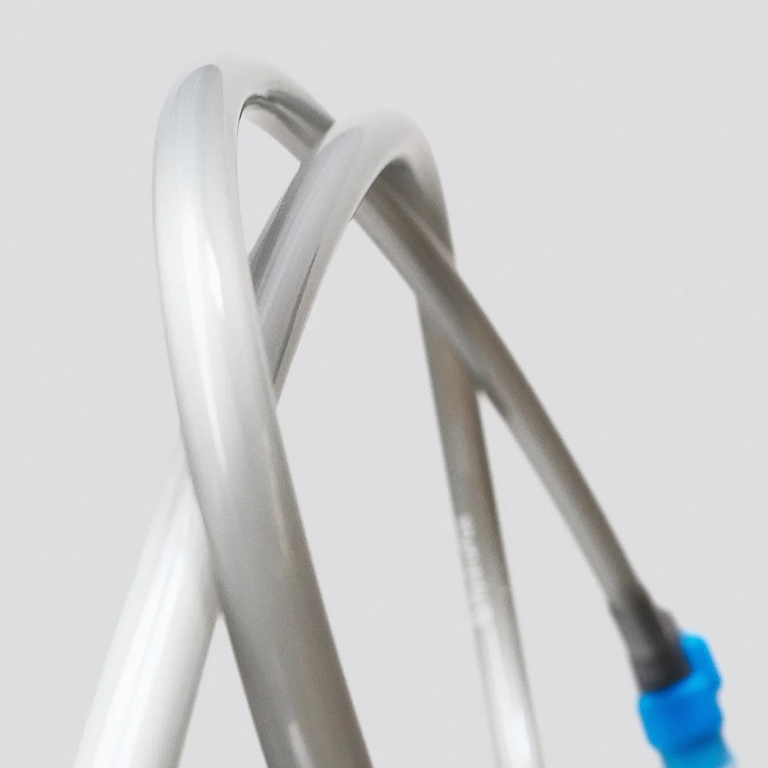 Hydraflex Tube by Hydrapak in clear grey TPU, non-kinking hydration tube for fresh tasting water and steady flow system