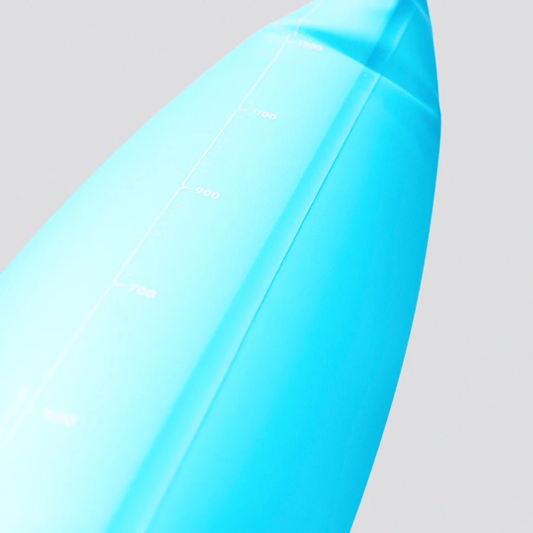 Velocity Reservoir by Hydrapak in blue, 1.5L lightweight hydration reservoir with wide ergonomic slide-seal top for running gear.