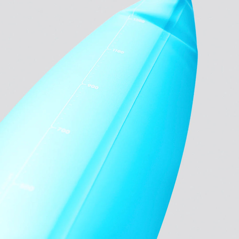Velocity Reservoir by Hydrapak in blue, 1.5L lightweight hydration reservoir with wide ergonomic slide-seal top for running gear.