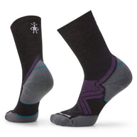 Run Cold Weather Targeted Cushion Crew Socks - Women by SmartWool in black and grey with purple, durable Indestructawool™ for cold weather running and outdoor use