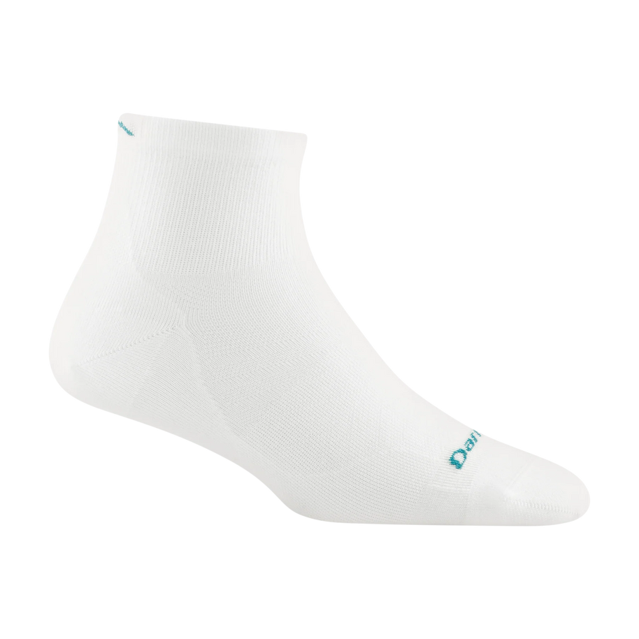 Run Quarter Ultra-Lightweight Running Sock - Women by Darn Tough in white with secure cuff and blister-free fit for trail running and outdoor use
