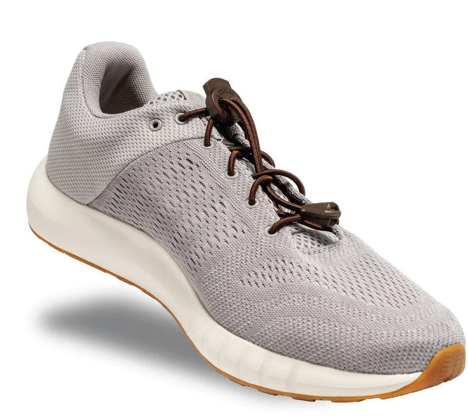 Lock Laces - No Tie Shoelaces in brown and black with double eyelet lock, easy install for secure fit and active use