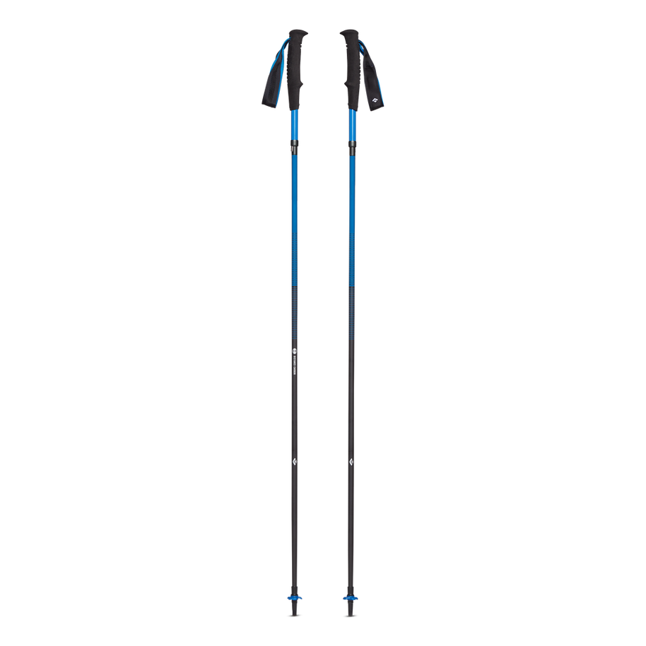 Distance Carbon Z Poles by Black Diamond in blue and black, lightweight 100% carbon foldable poles for fast travel and running store use.