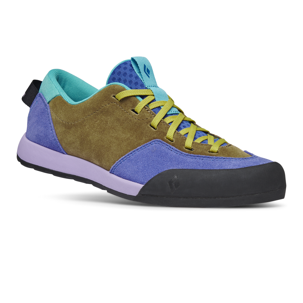 Prime Shoes - Women - FINAL SALE by Black Diamond in green, blue, and purple suede with durable sole and weather-resistant comfort for lifestyle and outdoor use