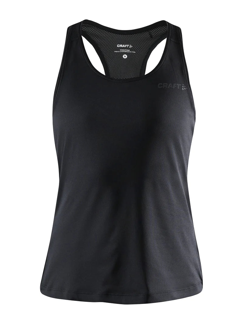 ADV Essence Singlet - Women by Craft in black, soft recycled polyester with moisture transport, ideal for everyday training and running.
