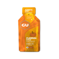 Original Energy Gel by GU Energy in orange Pumpkin Spice flavor, caffeine-free energy gel providing quick sustained energy for athletes