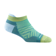 Run No Show Tab Ultra-Lightweight Running Sock - Women by Darn Tough in green and blue, Merino wool no show sock with blister protection and sweat-wicking for running
