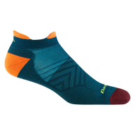 Run No Show Tab Ultra-Lightweight Running Sock - Men by Darn Tough in teal, orange, and maroon with chafe-eliminating cuff and flex zones for running