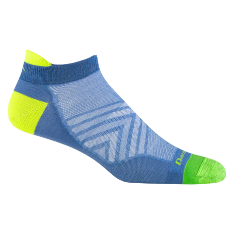 Run No Show Tab Ultra-Lightweight Running Sock - Men by Darn Tough in blue, green, and yellow with chafe-free cuff and flex zones for running