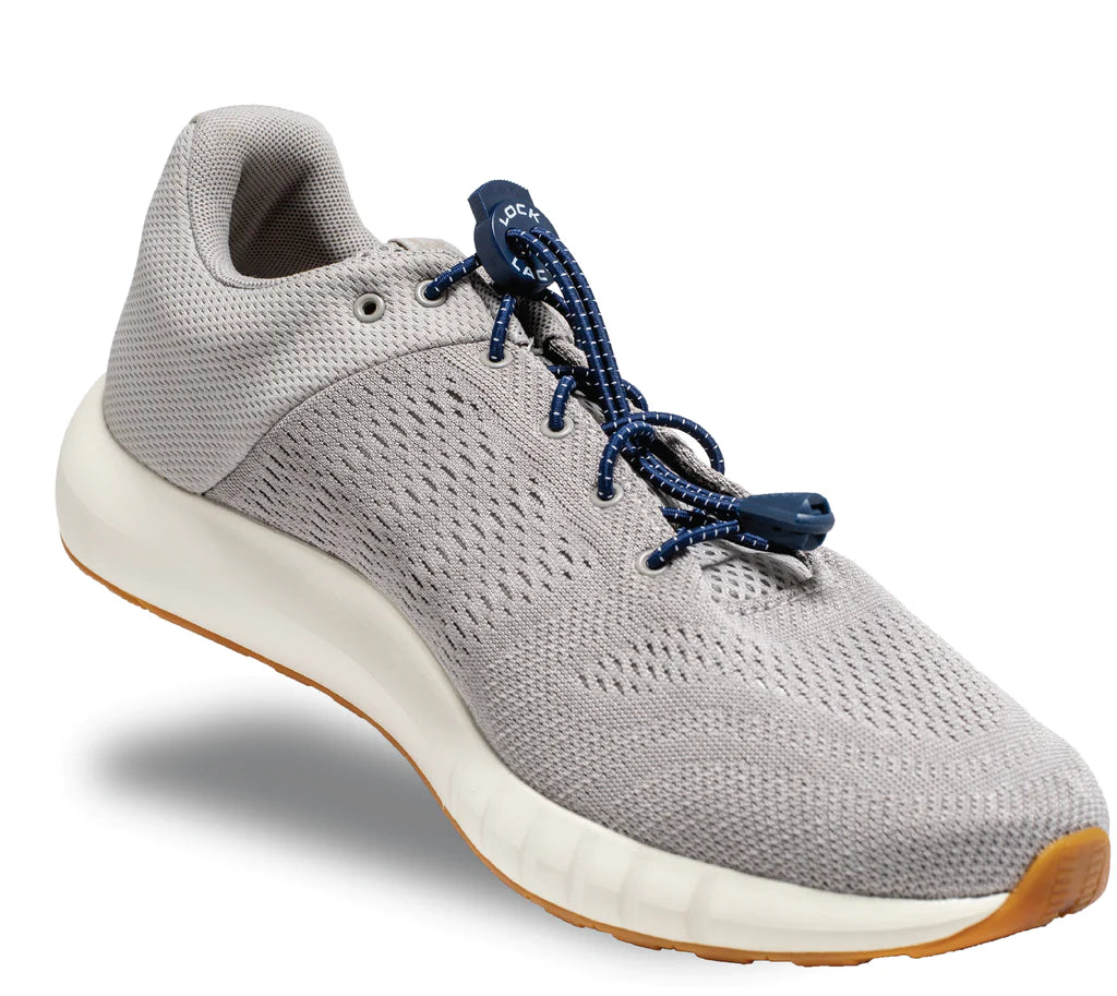 Lock Laces - No Tie Shoelaces in blue and black by Lock Laces, featuring double eyelet lock, easy installation, secure fit for running and outdoor use