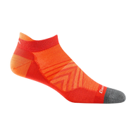 Run No Show Tab Ultra-Lightweight Running Sock - Men by Darn Tough in bright orange with grey toe, silky cuff and support for chafe-free running