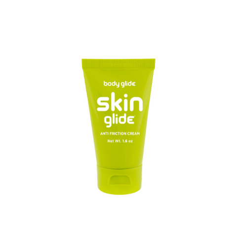 Skin Glide Anti Friction Cream by Body Glide in bright green tube, silky smooth cream that reduces friction and protects skin during running